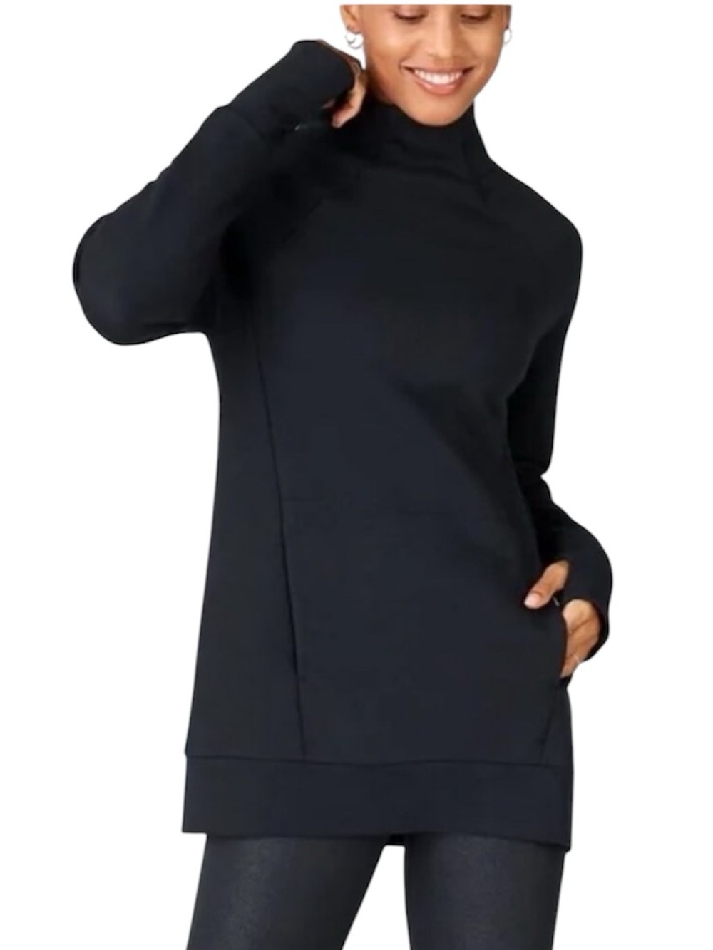 Fabletics Mock Neck Zipper Tunic Sweater